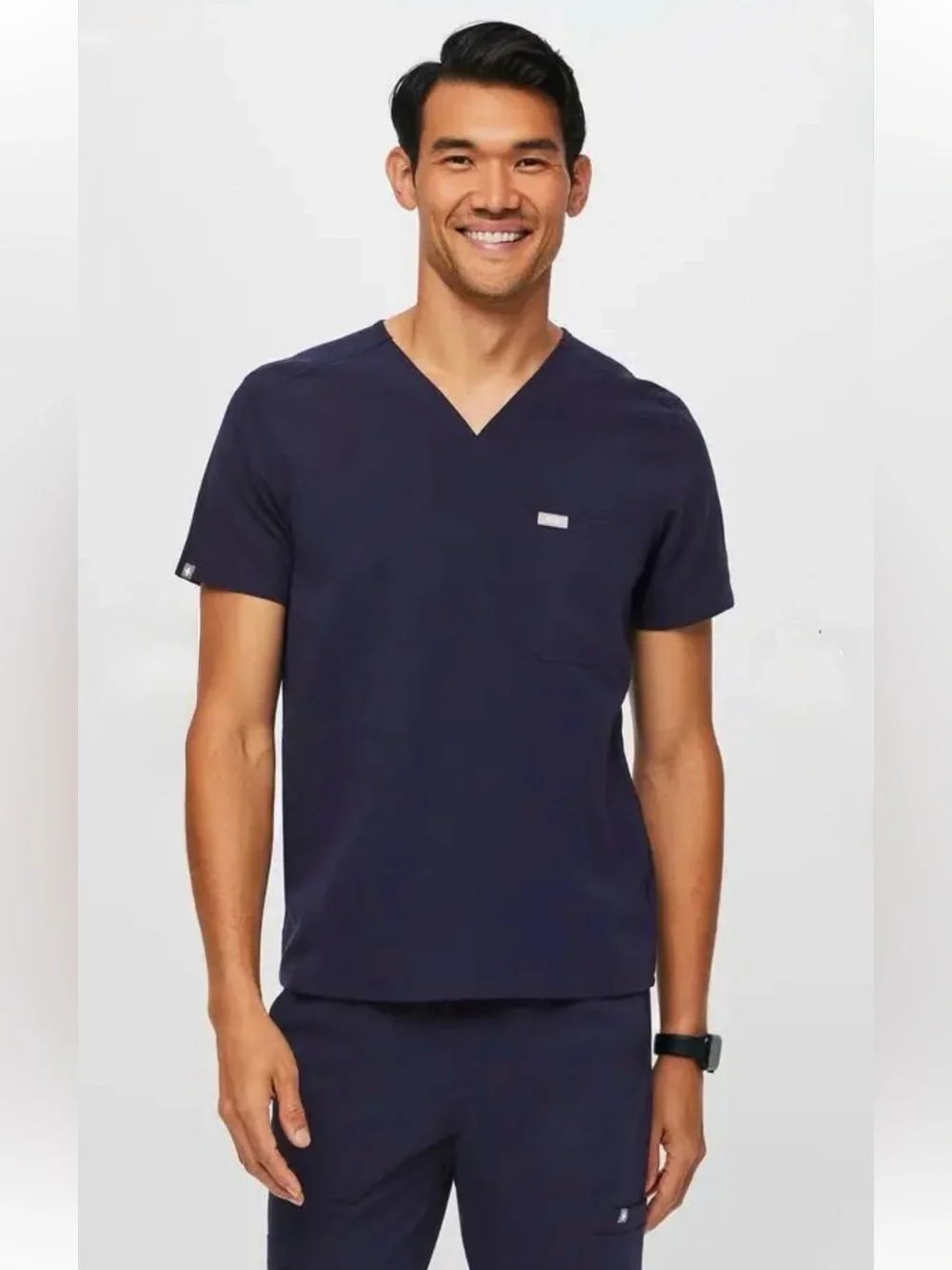 FIGS S Navy Men’s Short Sleeve V-Neck Scrub Top